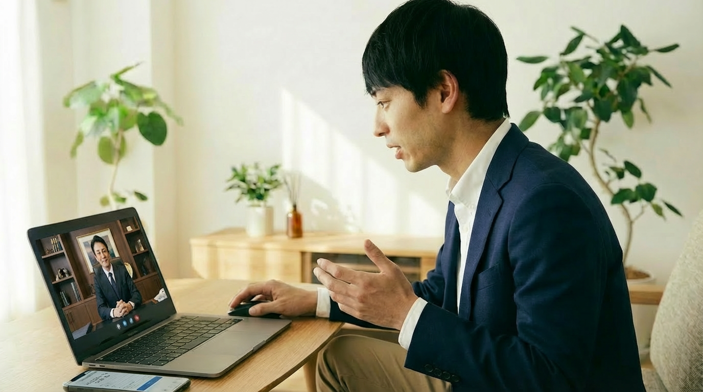 企業との面接画像