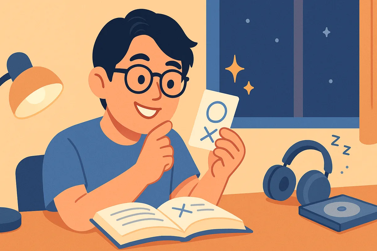 楽しい単語暗記に偏り、付属CD・音声を後回しにする独学の様子