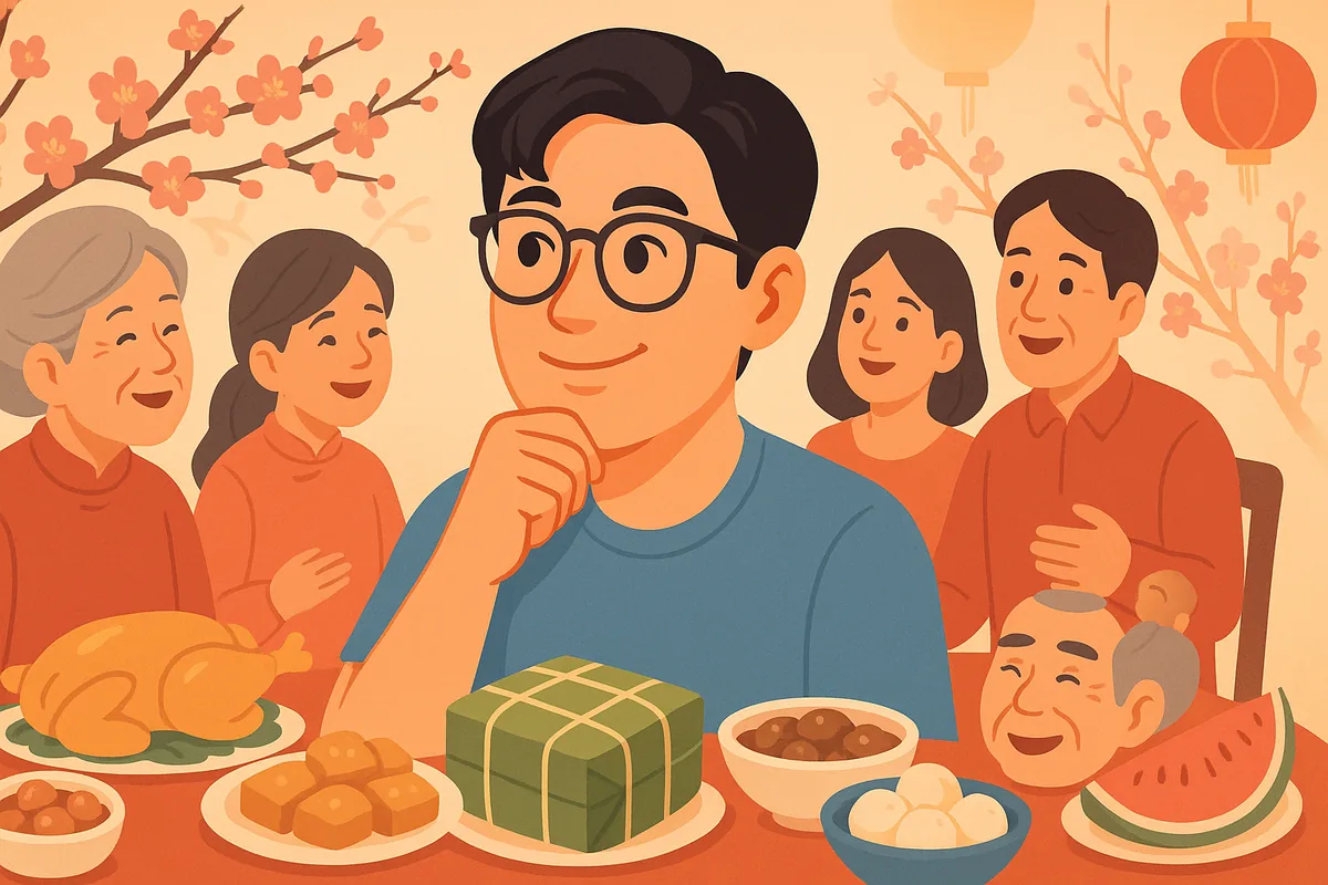 親戚一同で集まって過ごすベトナムのテト(旧正月)の団らんの様子